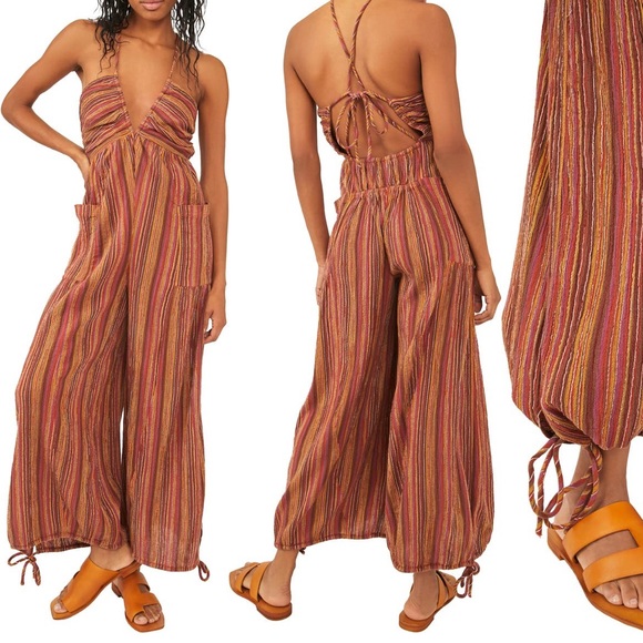 Free People Pants - NWOT Free People Sundaze For Surfin Halter Jumpsuit